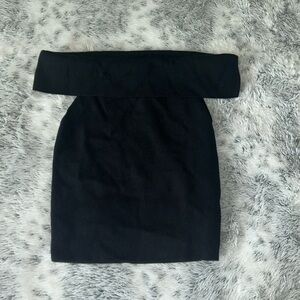 Black H&M Fold Over Knit Crop Top
